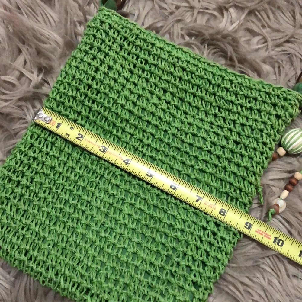 FREE WITH $25 PURCHASE Sun N Sand Woven Bag-Crossbody-Beaded Accents-Green/Brown